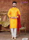 Yellow Colour Fancy Party And Function Wear Traditional Pure Khadi Cotton Kurta Pajama Redymade Collection 16010